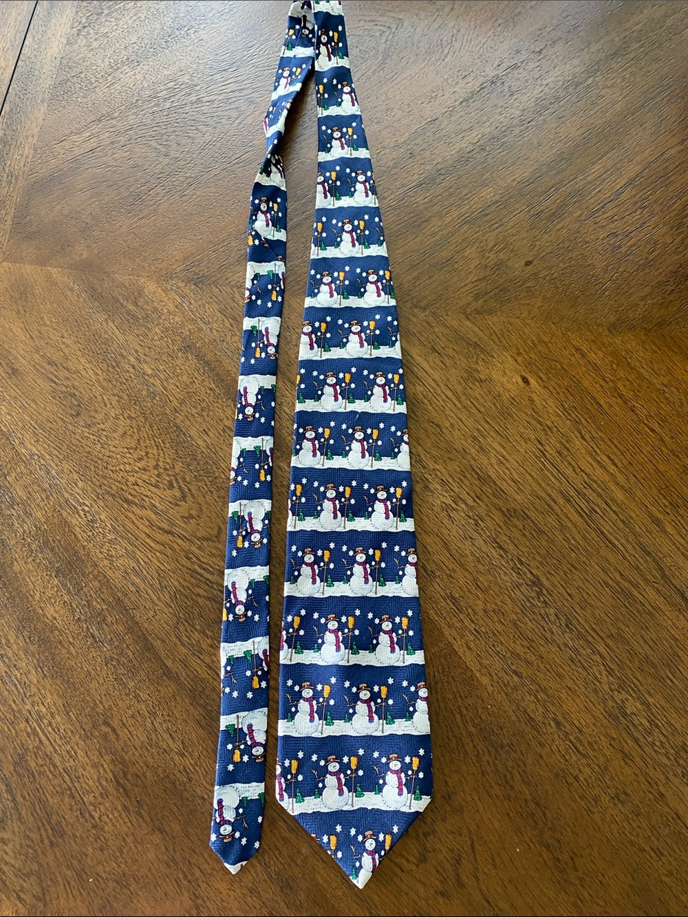 Vintage Robert Stock 100% Silk Holiday Snowman & Broom Novelty Necktie
